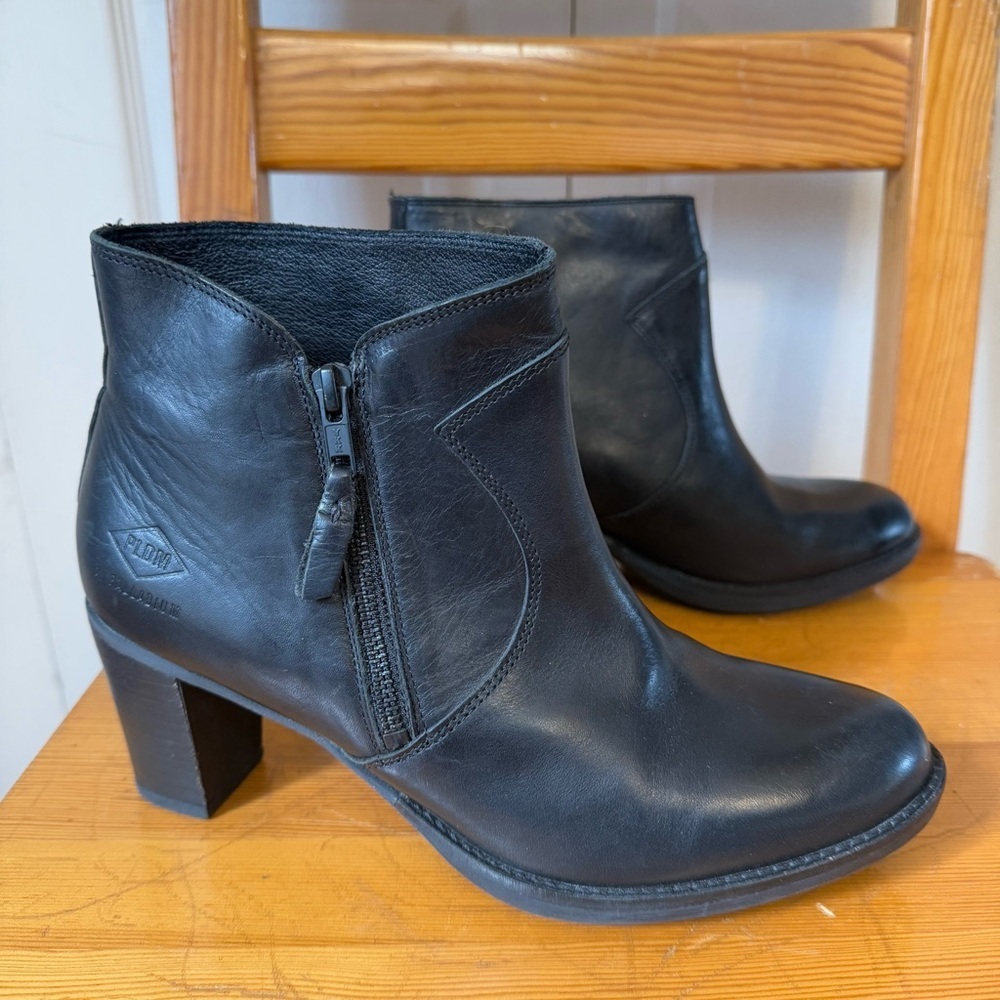 Palladium Black Leather Heeled Boots 9